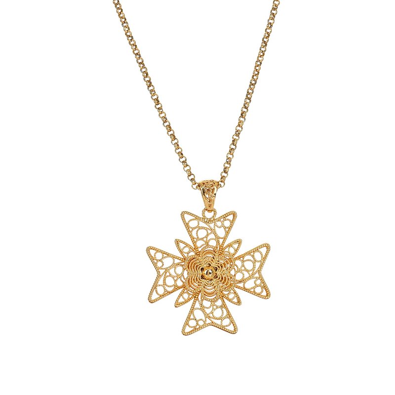 Colar cruz de malta semi jóia
