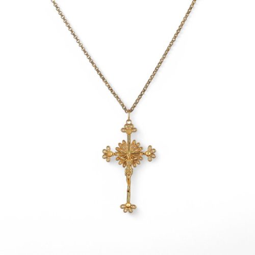 Colar filigrana crucifixo semi jóia