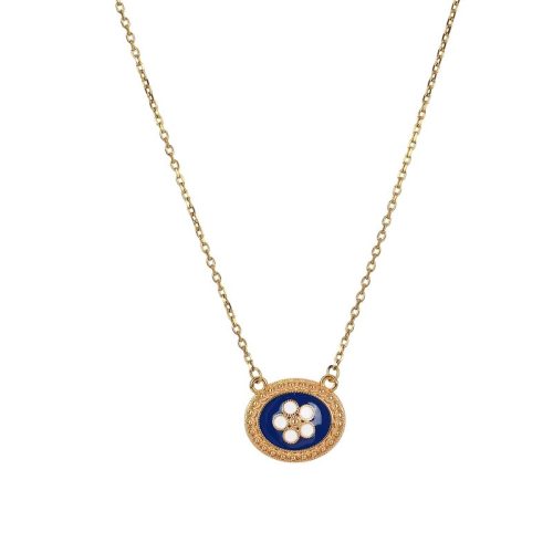 Colar banho ouro flor tradicional oval