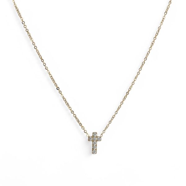 Colar Delicate com cruz e zircônias