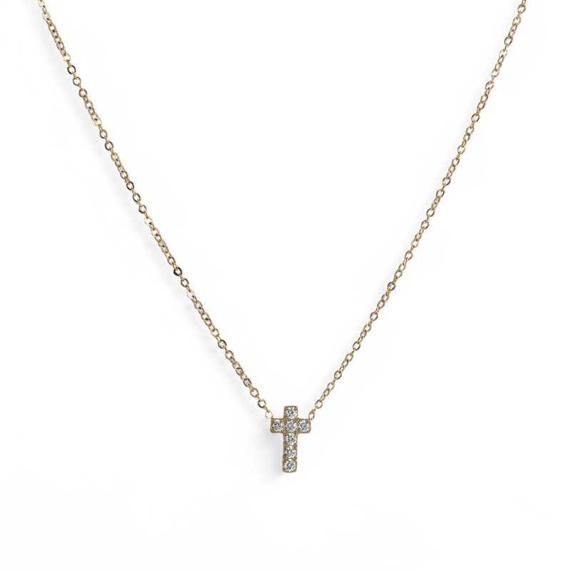 Colar Delicate com cruz e zircônias