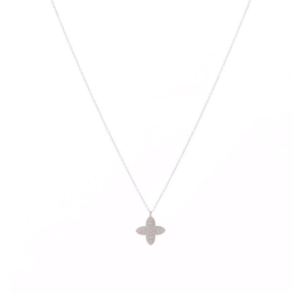 Colar aço com flor