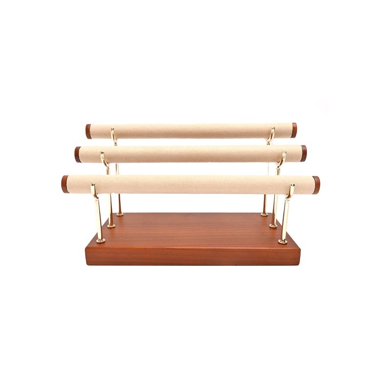 Expositor triplo para anéis beige