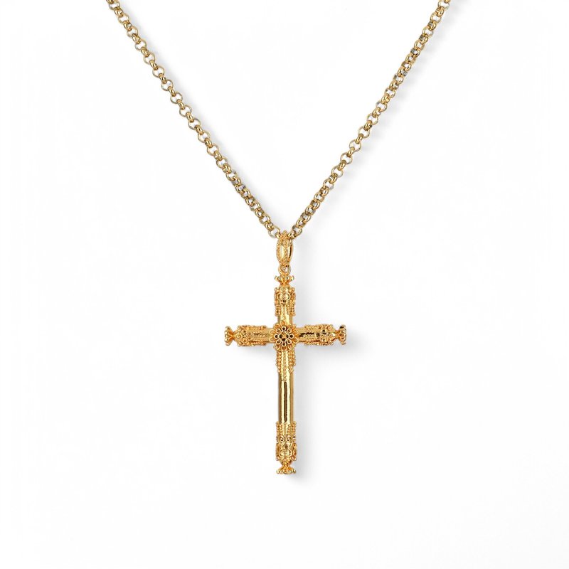 Colar semi jóia filigrana crucifixo
