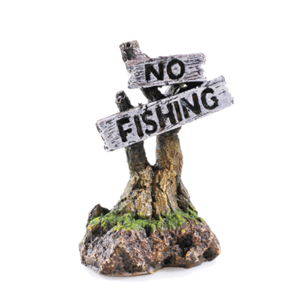 Decoração Aquário "No Fishing" 5,5X4,5X8 Cm