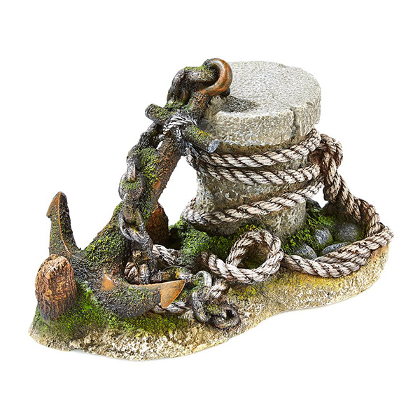Decoração Aquário "Post With Anchor" 22,7X12,2X14,5 Cm