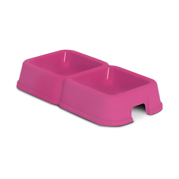 Comedouro Plástico Duplo "Viola" 2X0.3L - 27X16X5 Cm