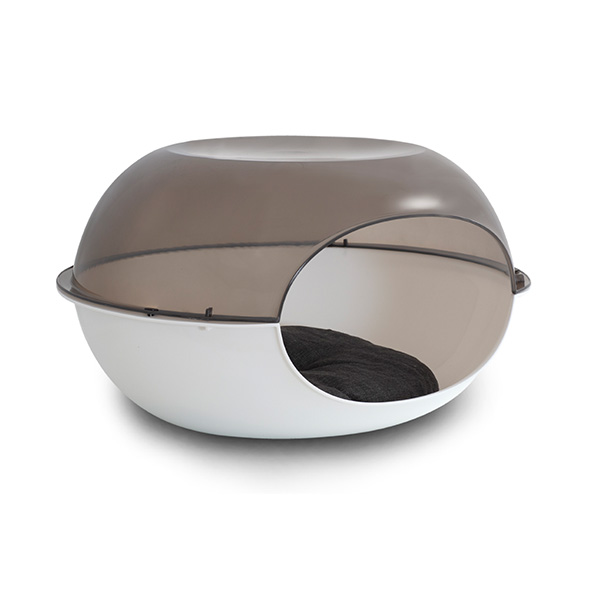 Casota Plástico "Luna Fume" C/ Colchão - 57X38X31 Cm - Branco