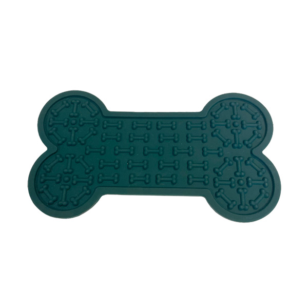 Tapete Silicone "Pet Lick Mat Bone" - (L) 14,5X26 Cm - Verde