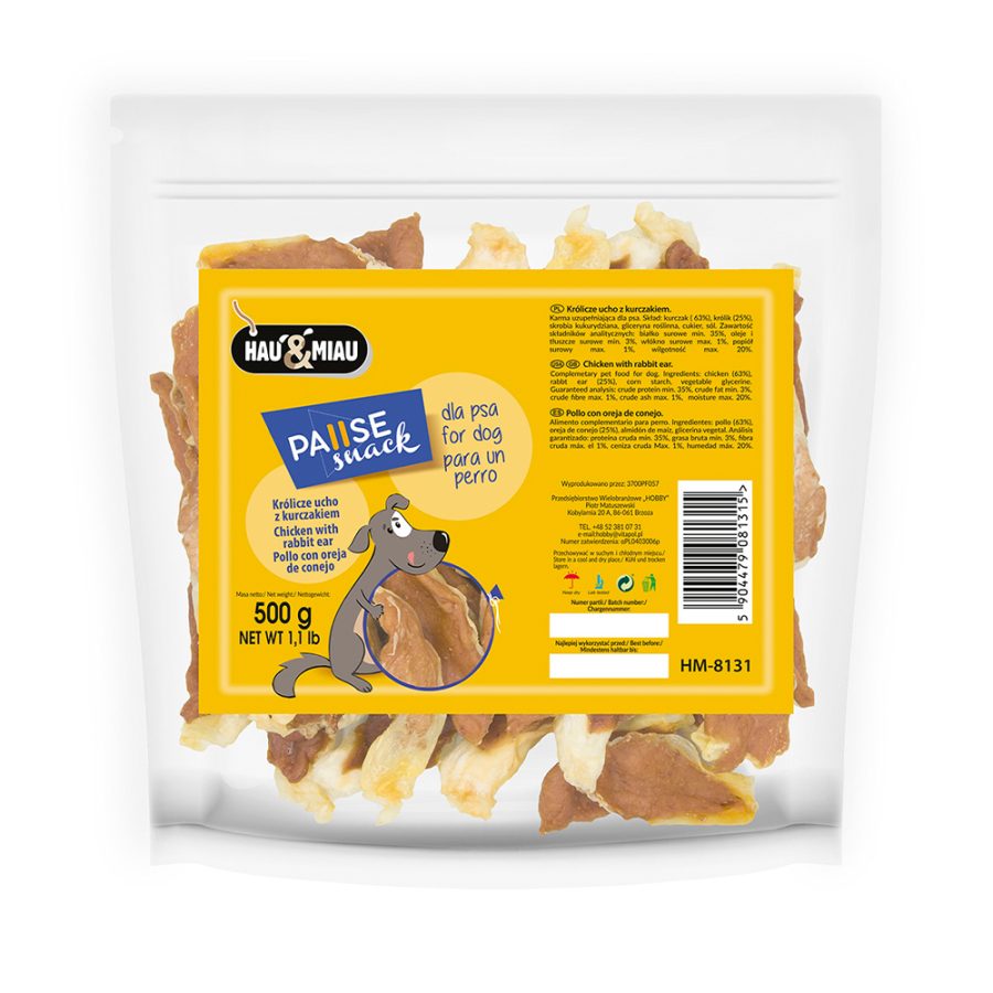 Snack Natural "Rabbit Ear With Chicken" - Coelho/Galinha - 500G