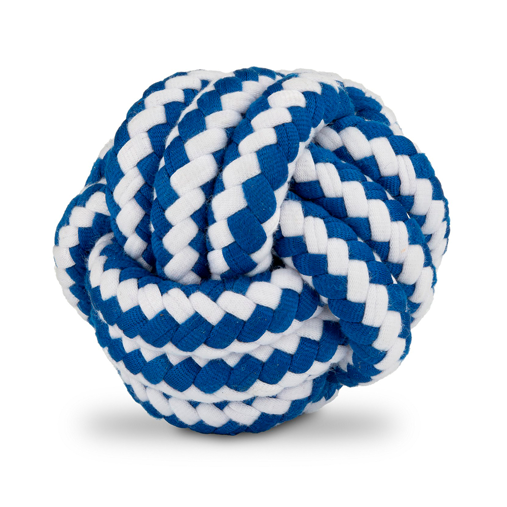 Brinquedo Cão "Rope Ball White-Blue" - 6,5 Cm