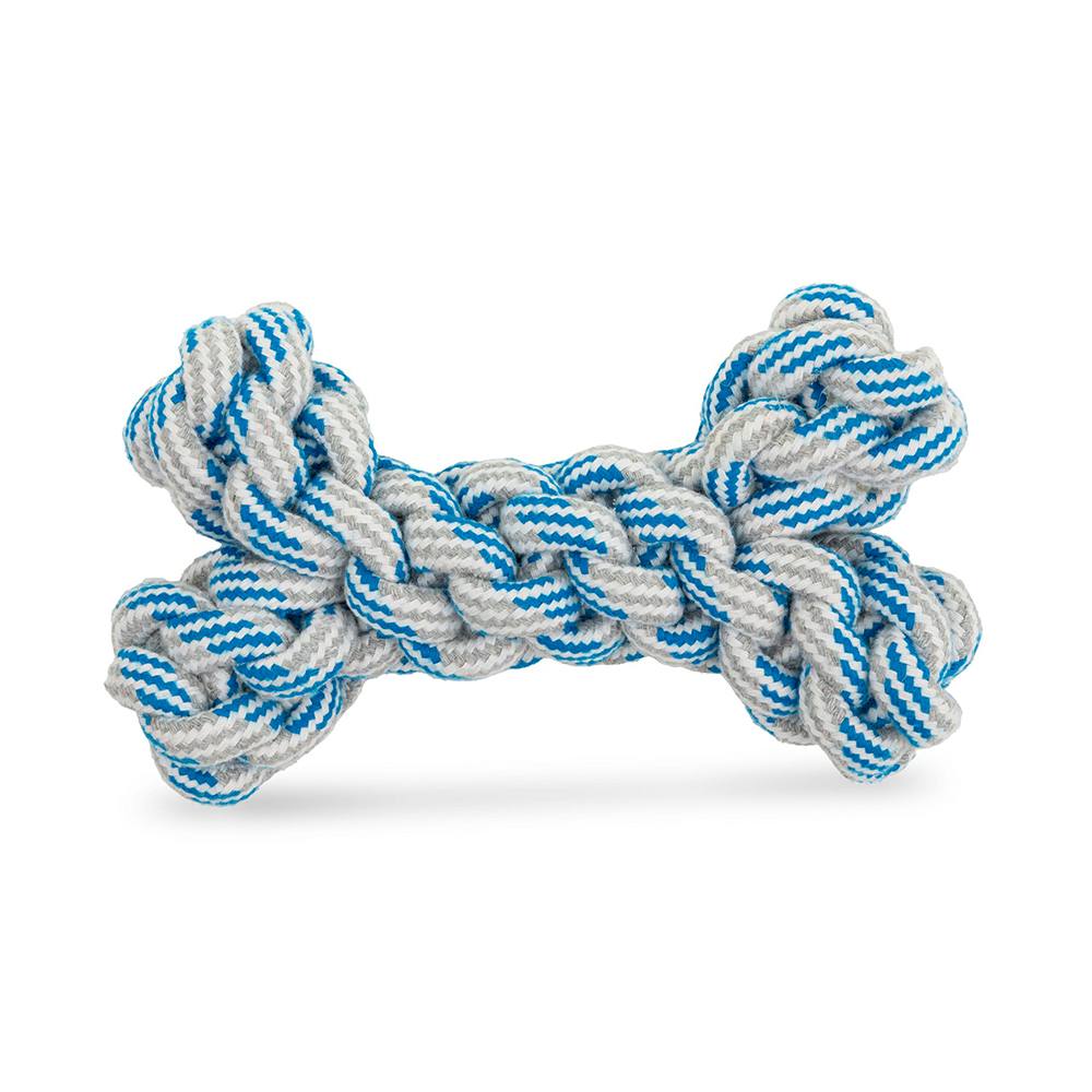 Brinquedo Cão "Thick Rope Bone White-Blue" - 10X17 Cm