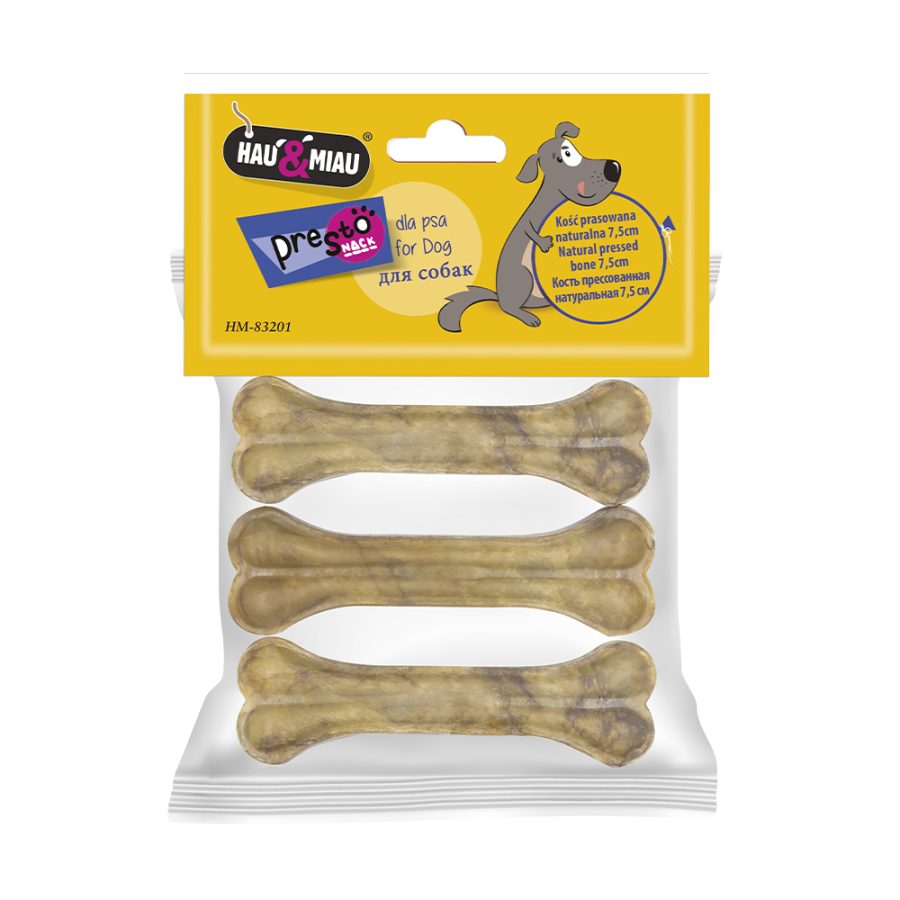 Ossos Pele Vaca Prensados - 7,5Cm (75G) - 5 Unidades