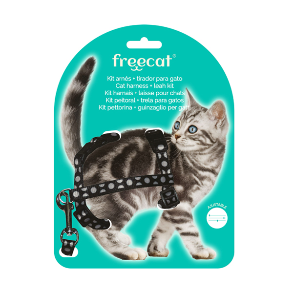 Peitoral+Trela P/ Gato - 10Mm X 22/32Cm - Preto