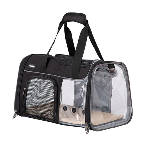 Transportadora Transparente Jfk Preto/Azul - 49X29X29 Cm