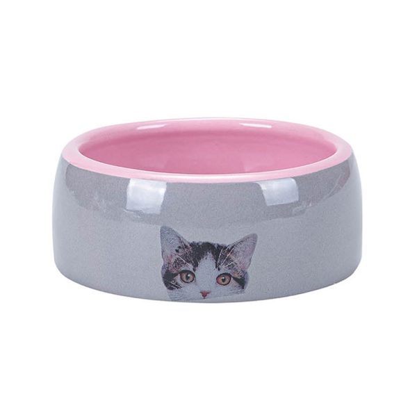 Comedouro Tabby Cat - White And Pink 11,5X11,5X4,5 Cm (250Ml)