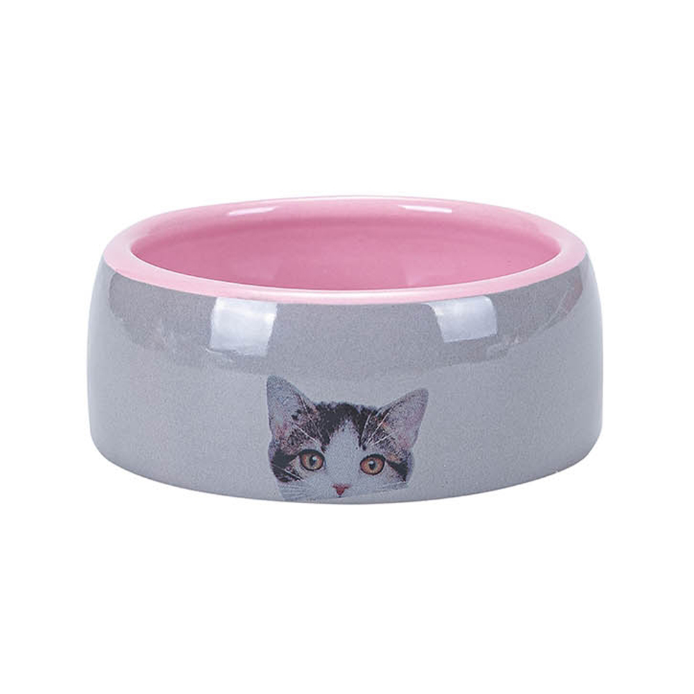 Comedouro Tabby Cat - White And Pink 11,5X11,5X4,5 Cm (250Ml)