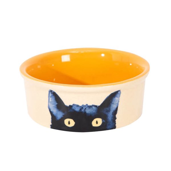 Comedouro Black Cat - Yellow 10X10X4 Cm (180Ml)
