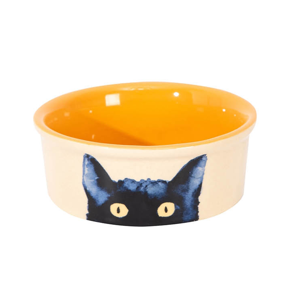 Comedouro Black Cat - Yellow 10X10X4 Cm (180Ml)