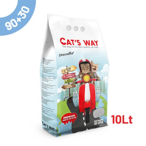 Pack Litter Aglomerante Cat'S Way - Unscented 10Lt - 90+30 Oferta