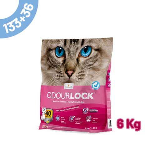 Pack Areia Odourlock "Baby Powder" 6Kg - 133+36 Oferta