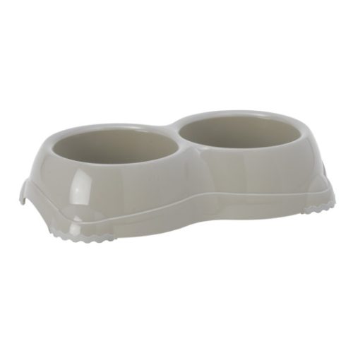 Comedouro "Double Smarty Small" - 2X330Ml / 26,1X14,4X5,7 Cm - Warm Grey