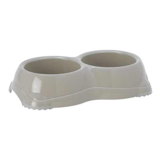 Comedouro "Double Smarty Small" - 2X330Ml / 26,1X14,4X5,7 Cm - Warm Grey