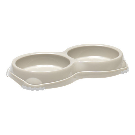 Comedouro "Double Smarty X-Small" - 2X200Ml / 26,5X13,5X3,4 Cm - Warm Grey