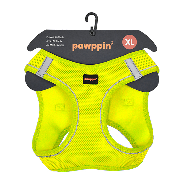 Pawppin' - Peitoral Air-Mesh - (Xl) 42-54/54-60Cm - Amarelo Neon - (Xl) 42-54Cm / 54-60Cm