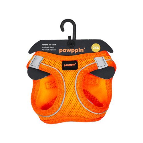 Pawppin' - Peitoral Air-Mesh - (2Xs) 24-28/28-32Cm - Laranja Neon - (2Xs) 24-28Cm / 28-32Cm