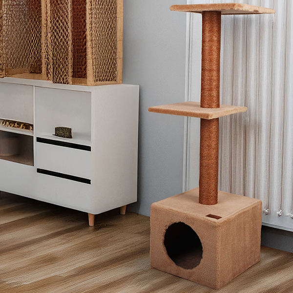 Pawppin' - Arranhador "Tower" - 30X30X95 Cm - Bege