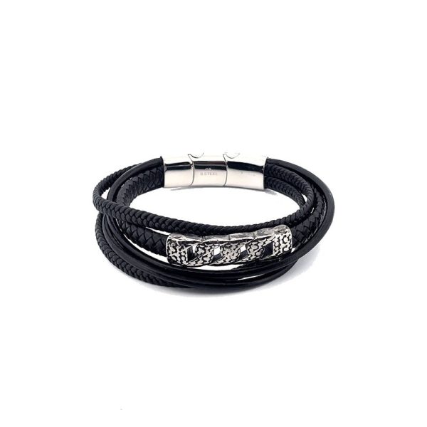 Pulseira homem aço detalhe frontal