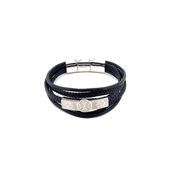 Pulseira homem aço mandala simples