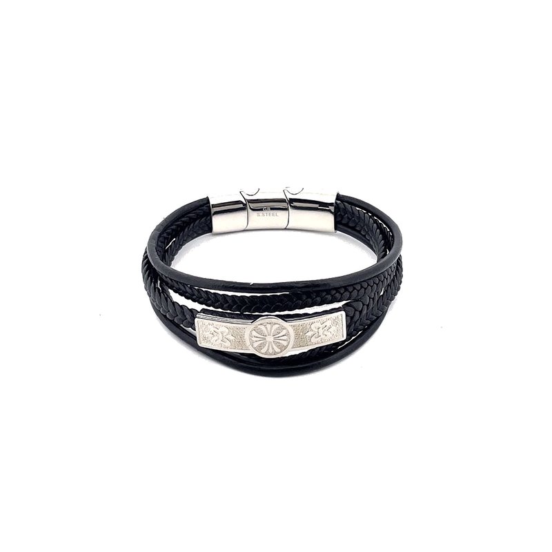 Pulseira homem aço mandala simples