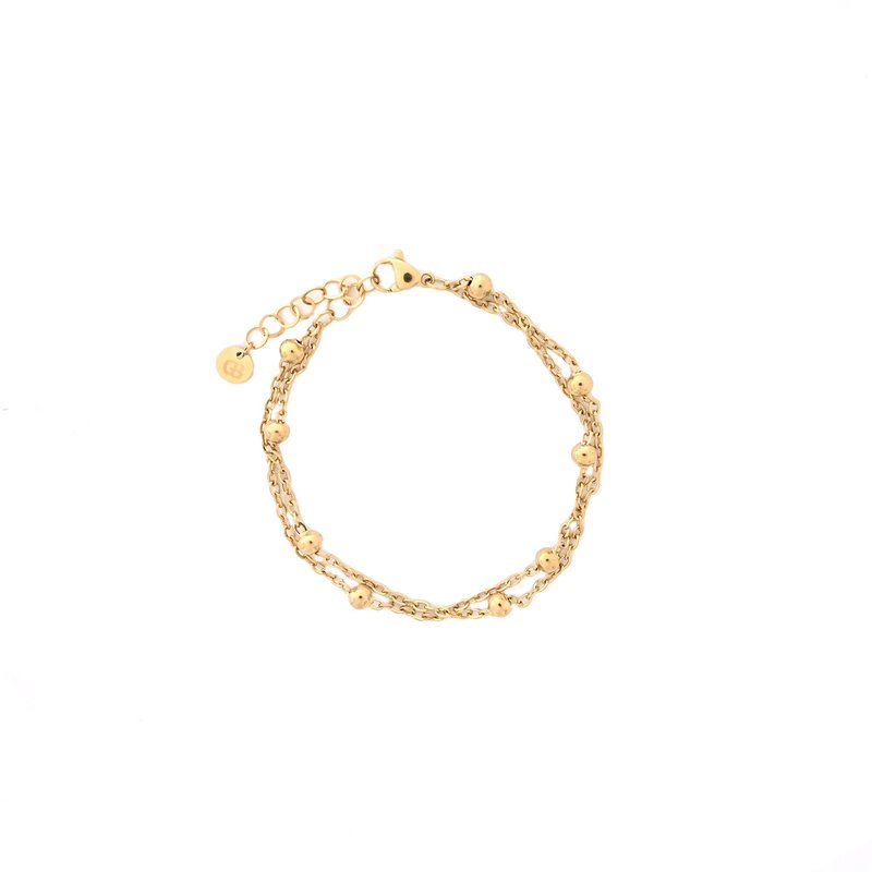 Pulseira em aço malha dupla com bolinhas