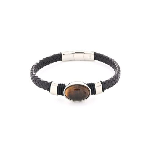 Pulseira homem pedra central aço