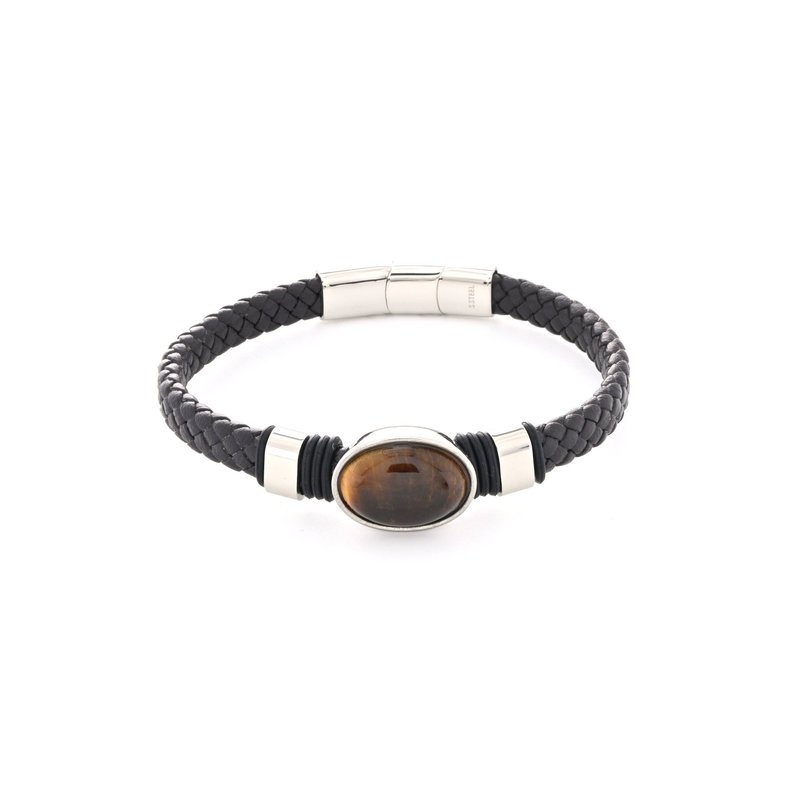 Pulseira homem pedra central aço