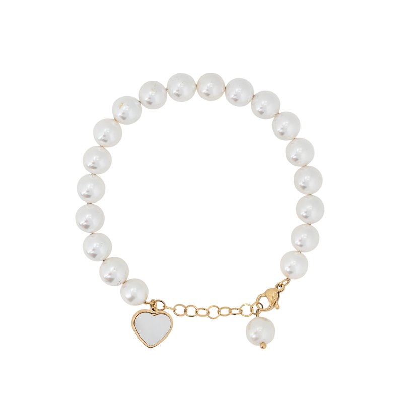Pulseira em aço coração com madrepérola