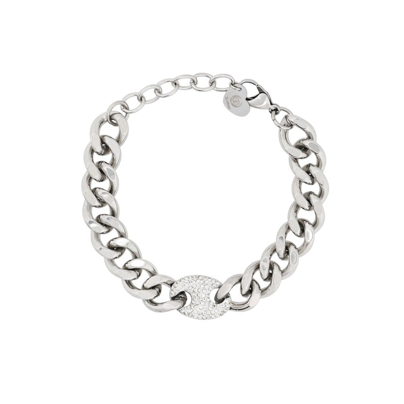 Pulseira aço corrente e brilhantes