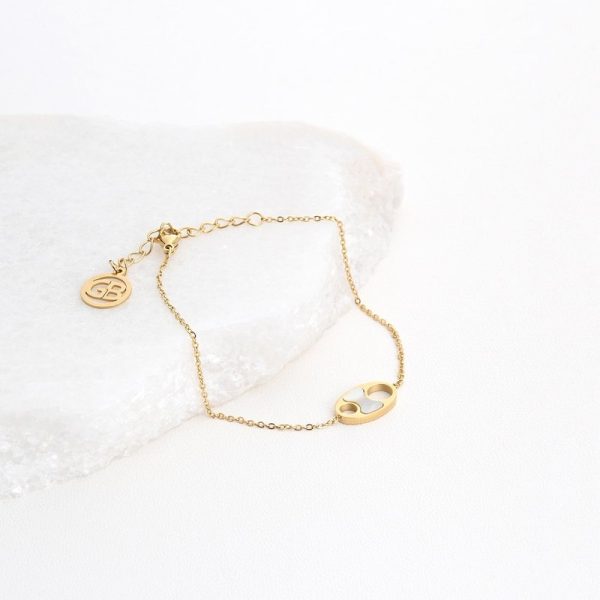 Pulseira em aço com madrepérola