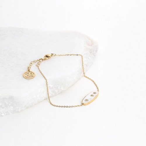 Pulseira em aço três brilhantes
