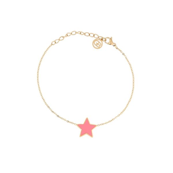 Pulseira em aço estrela rosa
