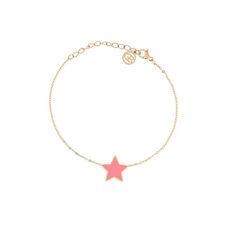 Pulseira em aço estrela rosa
