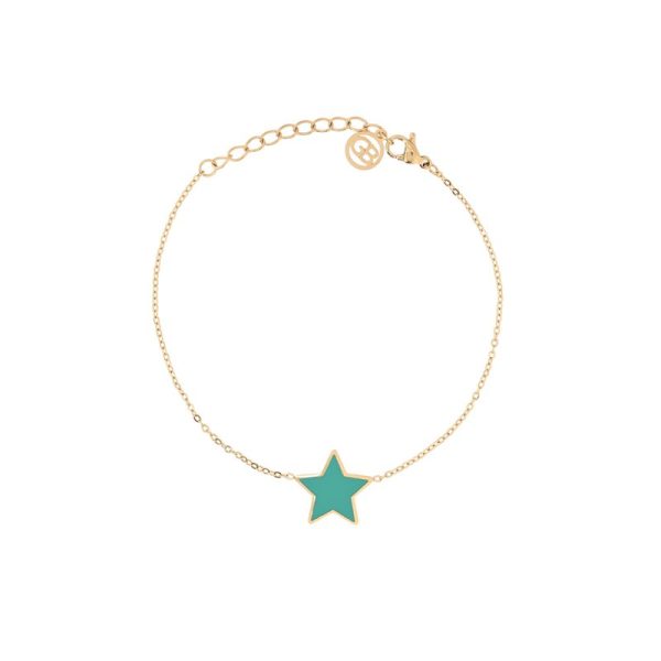 Pulseira em aço estrela verde