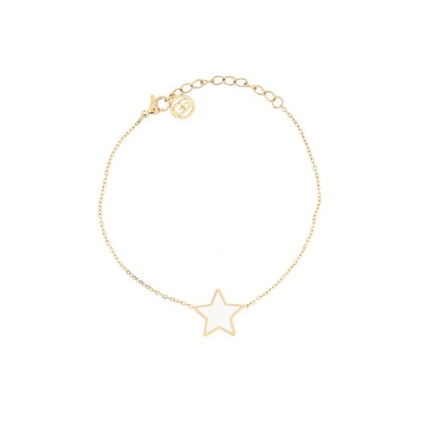 Pulseira em aço estrela branca