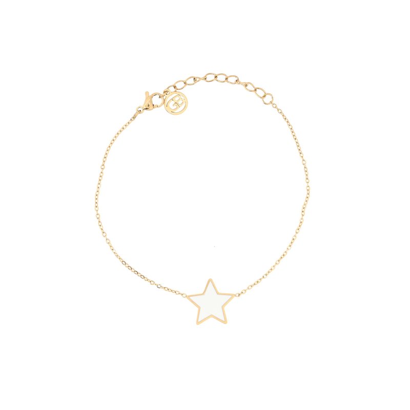 Pulseira em aço estrela branca