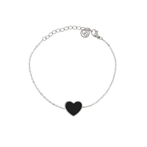 Pulseira em aço coração preto