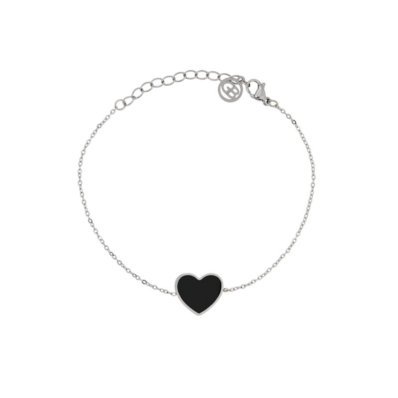 Pulseira em aço coração preto