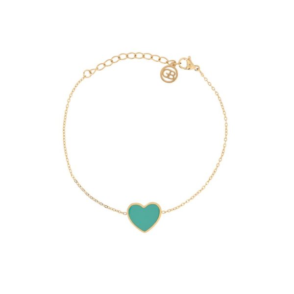 Pulseira em aço coração verde