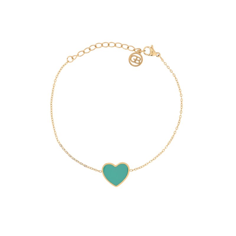 Pulseira em aço coração verde